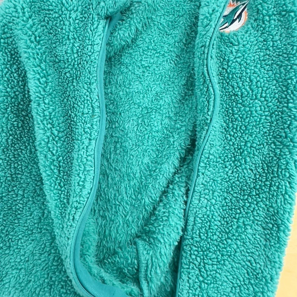 Infant Aqua/Gray NFL Miami Dolphins Game Nap Teddy Fleece Full-Zip Sleeper